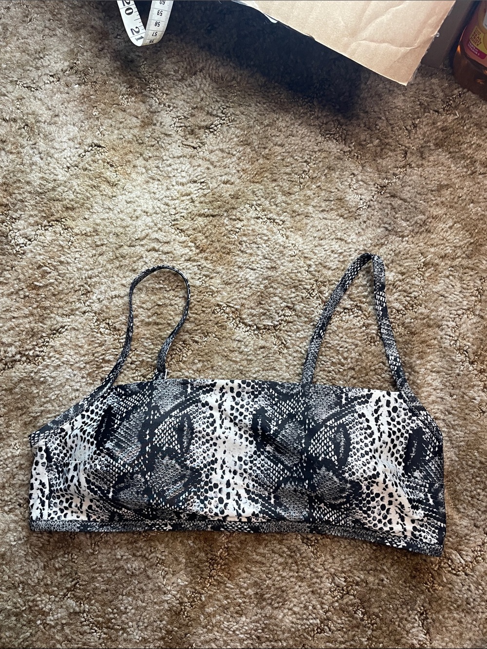 Aerie Snakeskin Print Bandeau Bikini Top Size Large